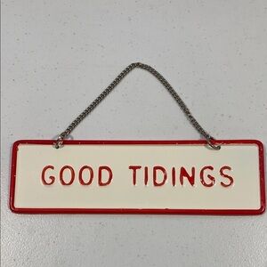 Hearth & Hand Red and White 'Good Tidings' Hanging Metal Sign
